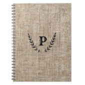 Rustige Farmhouse Burlap & Black Botanical Laurel Notitieboek (Voorkant)
