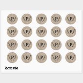 Rustige Farmhouse Burlap & Black Botanical Laurel Ronde Sticker (Vel)