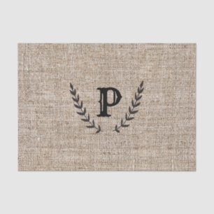 Rustige Farmhouse Burlap & Black Botanical Laurel Tissuepapier