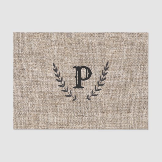 Rustige Farmhouse Burlap & Black Botanical Laurel Tissuepapier (Voorkant)
