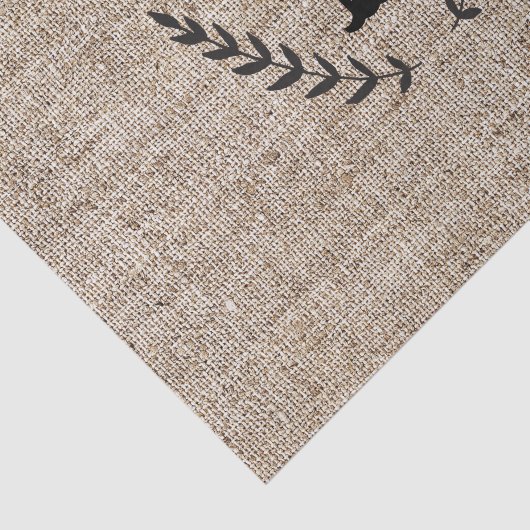 Rustige Farmhouse Burlap & Black Botanical Laurel Tissuepapier (Detail)