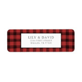 Rustige Farmhouse Cabin Red Black Check Pset Etiket (Voorkant)