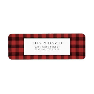 Rustige Farmhouse Cabin Red Black Check Pset Etiket