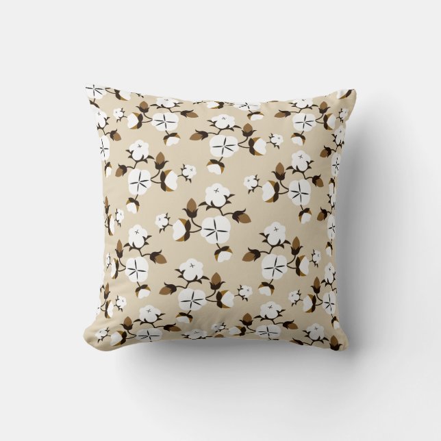 Rustige Farmhouse Chic Cotton Flowers Kussen (Voorkant)