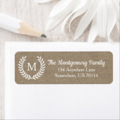 Rustige Farmhouse Country Laurels Faux Burlap Etiket (Insitu)