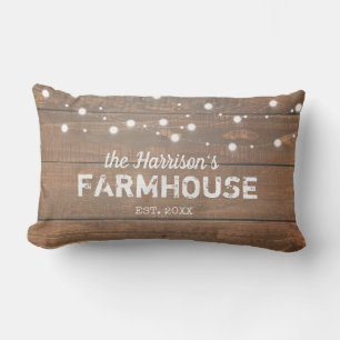 Rustige Farmhouse Custom Family Name Lumbar Pillow Kussen