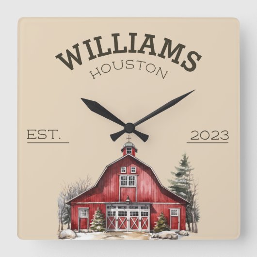 Rustige Farmhouse Custom Vierkante Klok (Voorkant)