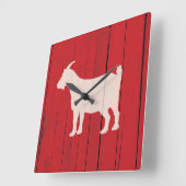 Rustige Farmhouse Goat Red Wood Panel Vierkante Klok (Hoek)