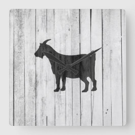 Rustige Farmhouse Goat Wood Panel Vierkante Klok