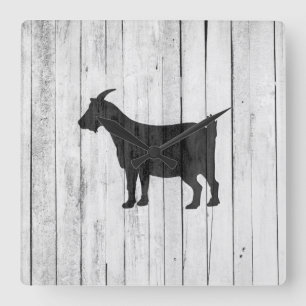 Rustige Farmhouse Goat Wood Panel Vierkante Klok
