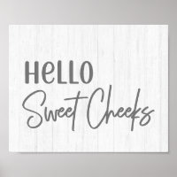Rustige Farmhouse Hallo Sweet Cheeks White Wood