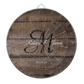 Rustige Farmhouse Monogram Script Familienaam Dartbord (Voorkant)