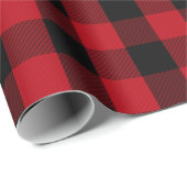 Rustige Farmhouse Red Black Buffalo Check Gift Cadeaupapier (Rol Hoek)