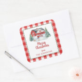 Rustige Farmhouse Shiplap Tractor Snow Vierkante Sticker (Envelop)