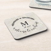 Rustige Farmhouse Style Monogrammed Onderzetter (Linkerzijde)