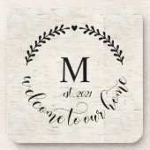 Rustige Farmhouse Style Monogrammed Onderzetter (Voorkant)