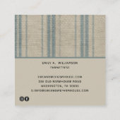 Rustige Farmhouse Style Sheep Ticking Vierkante Visitekaartje (Achterkant)