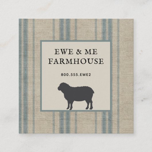Rustige Farmhouse Style Sheep Ticking Vierkante Visitekaartje (Voorkant)
