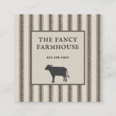Rustige Farmhouse Style Ticking Square Business Vierkante Visitekaartje (Voorkant)