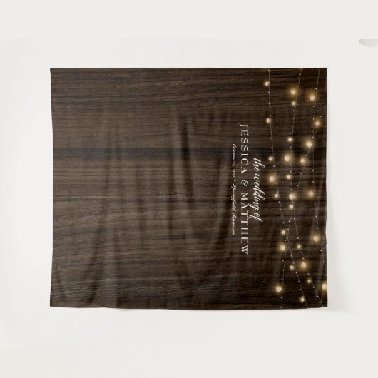 Rustige Farmhouse Twinking Lights Wedding Backdrop Wandkleed (Voorkant (horizontaal))