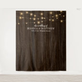 Rustige Farmhouse Twinking Lights Wedding Backdrop Wandkleed (Voorkant)