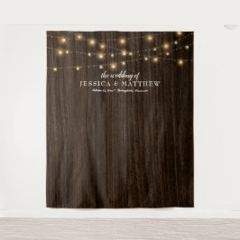 Rustige Farmhouse Twinking Lights Wedding Backdrop Wandkleed