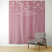 Rustige Farmhouse Twinking Lights Wedding Backdrop Wandkleed (In situ)