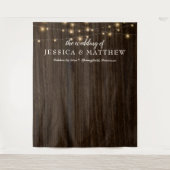 Rustige Farmhouse Twinking Lights Wedding Backdrop Wandkleed (Voorkant)