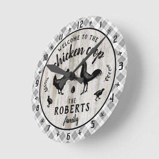 Rustige Farmhouse Wood Pset Chicken Coop Custom Ronde Klok (Hoek)