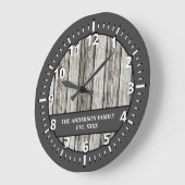 Rustige faux-houtfamilie, grijs wit grote klok (Hoek)
