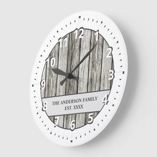 Rustige faux-houtfamilie, witte grijs grote klok (Hoek)
