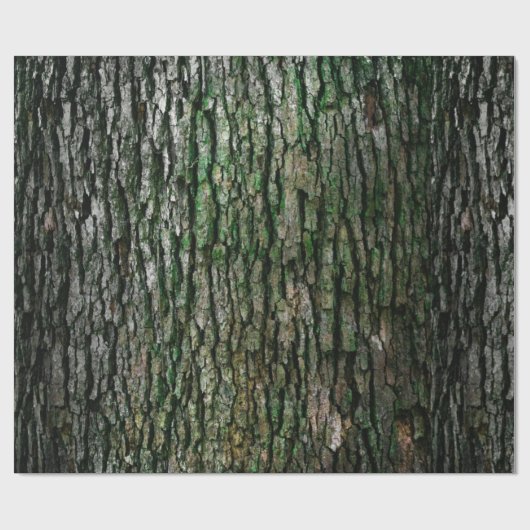 Rustige Faux Houtkorrel Bark Moss Cadeaupapier (Vlak)