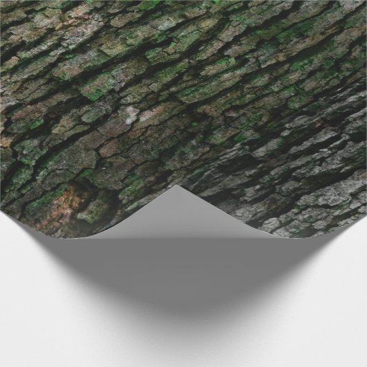 Rustige Faux Houtkorrel Bark Moss Cadeaupapier (Hoek)