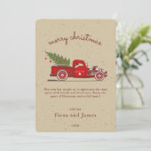 Rustige Faux Kraft Red Truck - Aangepaste structuu Feestdagenkaart (Staand voorkant)