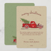 Rustige Faux Kraft Red Truck - Aangepaste structuu Feestdagenkaart (Voorkant / Achterkant)