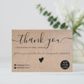 Rustige faux kraft zwarte scriptvolgorde bedankt (Staand voorkant)