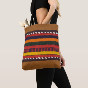 Rustige Faux lederen etnische strips Western Tote Bag