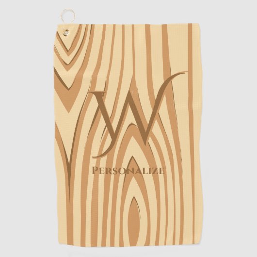 Rustige Faux Sined Brown Wood Aangepast Golfhanddoek (Voorkant)