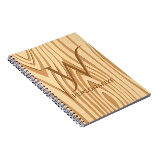 Rustige Faux Sined Brown Wood Aangepast Notitieboek (Rechterzijde)