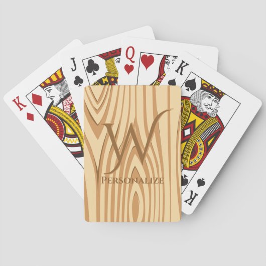 Rustige Faux Sined Brown Wood Aangepast Pokerkaarten (Achterkant)