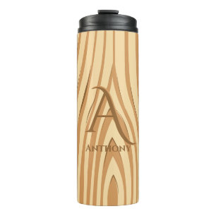 Rustige Faux Sined Brown Wood Aangepast Thermosbeker