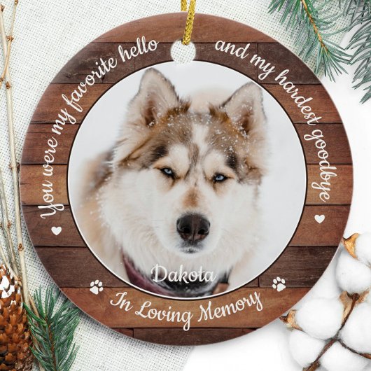 Rustige favoriete Hallo hardste "Goodbye Pet Memor Keramisch Ornament