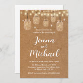 Rustige fee licht bruiloft uitnodiging, mason jar kaart (Voorkant / Achterkant)