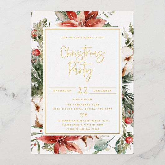 Rustige feestdag Botanische kerstfeestdag Lijst Folie Uitnodiging (Voorkant)