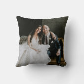 Rustige feestdag monogram rode nieuwfoto kussen (Achterkant)