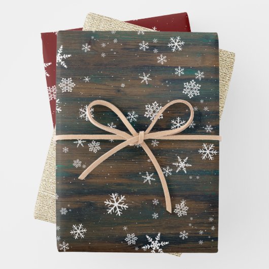 Rustige Feestdagen met rode houtsnoep Inpakpapier Vel (In situ)