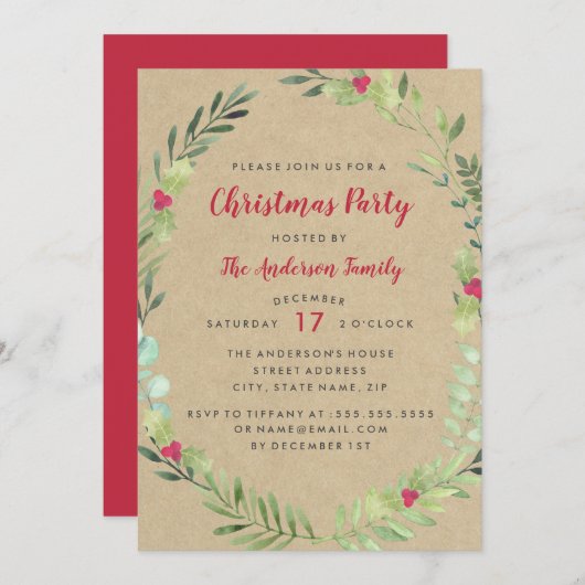 Rustige feestelijke Waterverf met kerstfeest Kaart (Voorkant / Achterkant)