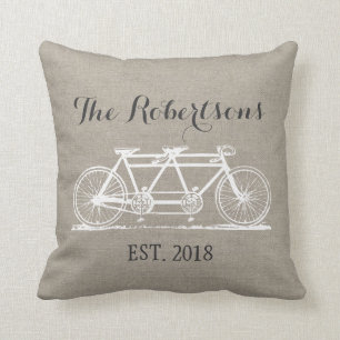 Rustige  fiets bruiloft monogram kussen