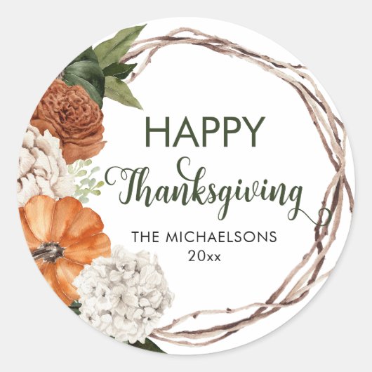 Rustige fijne Thanksgiving pompoen Ronde Sticker (Voorkant)