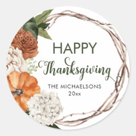 Rustige fijne Thanksgiving pompoen Ronde Sticker